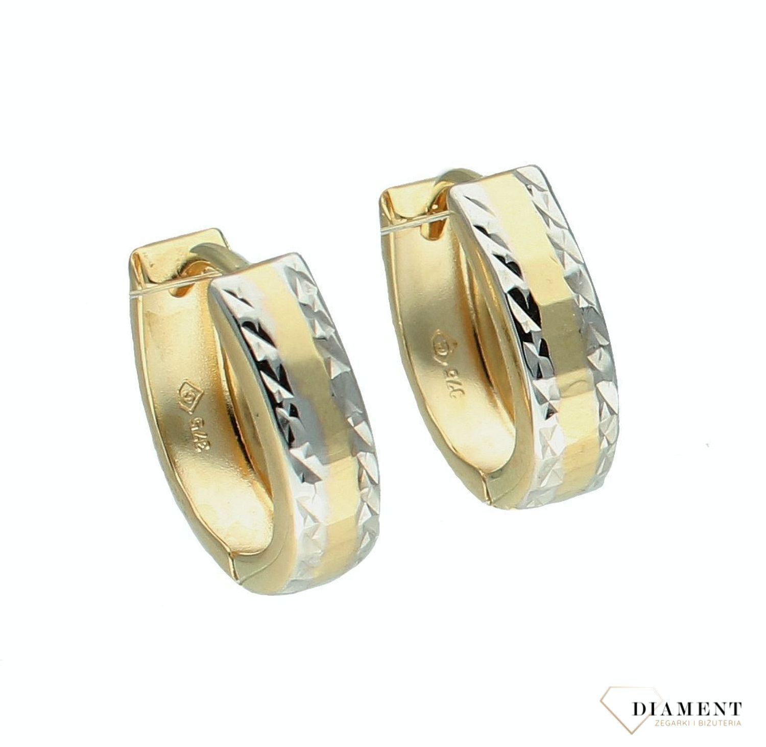 Złote kolczyki damskie 375 małe kółeczka na zatrzask KL 5215 375.jpg